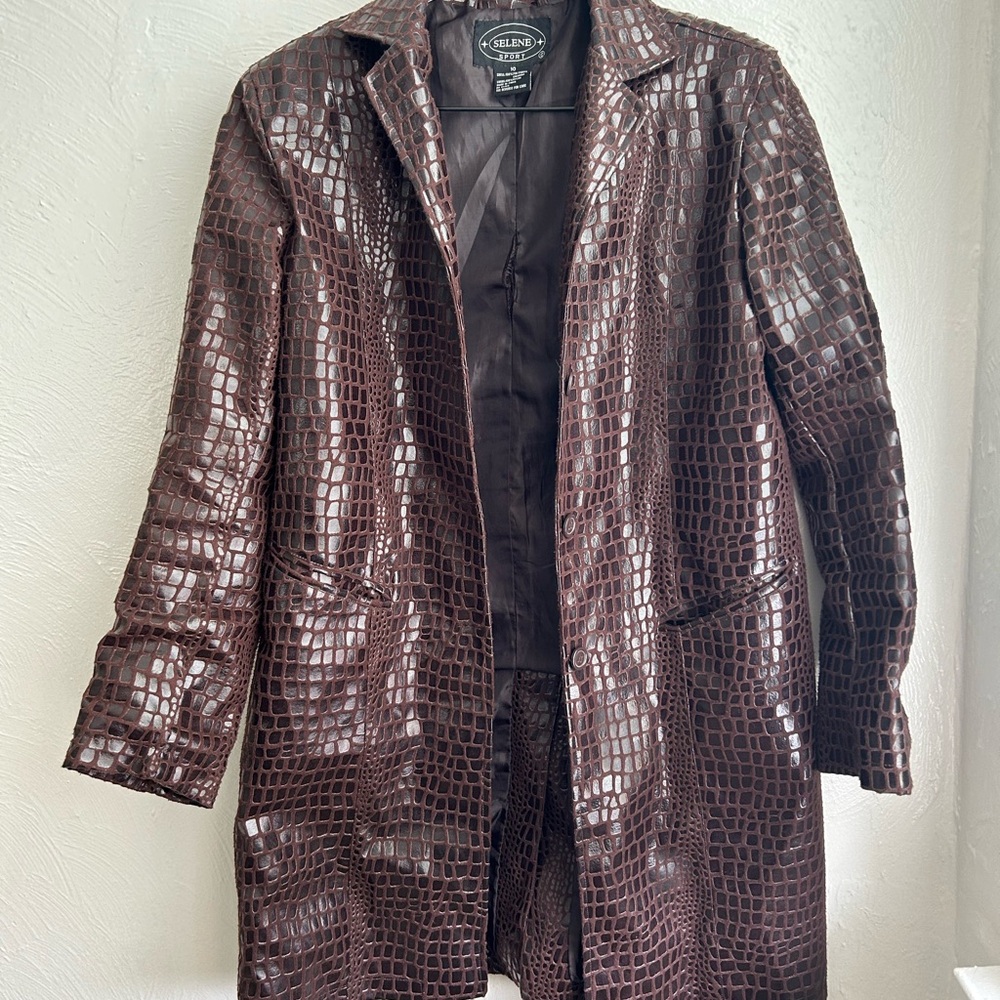 Selene Sport Longline Shirt Jacket in Croc Print